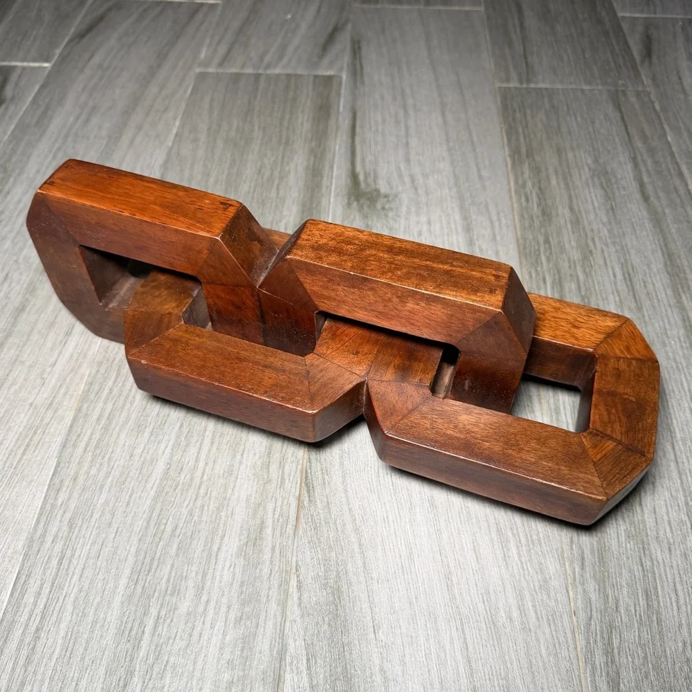 West Elm Solid Wood Linked Chain Sculpture in Brown